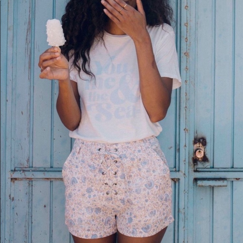 Billabong Floral Laced Up High Rise Shorts